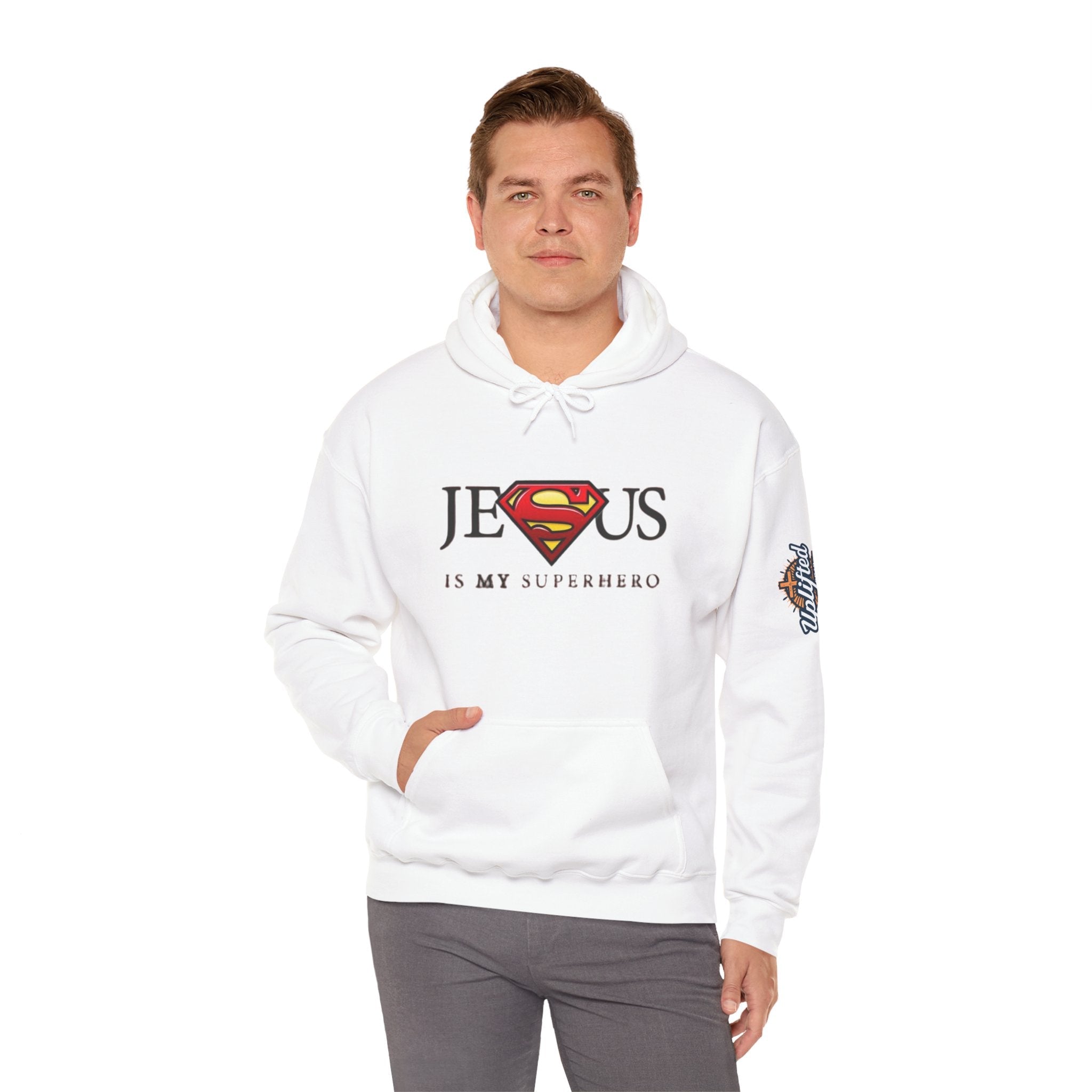 Jesus Is My Superhero Hoodie — Christian Faith Graphic Pullover Printify