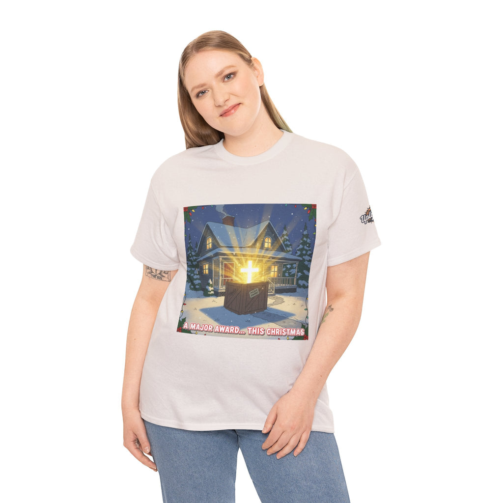 A Major Award This Christmas T-shirt – Fragile Leg Lamp Parody Cross Unboxing Christian T-shirt for Hilarious Faith & Holiday Glow Printify