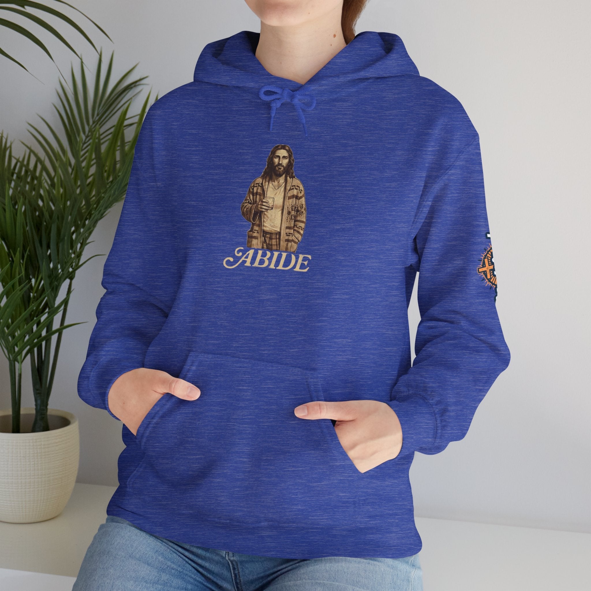 Abide Jesus Hoodie — Vintage 'The Dude' Religious Graphic Hoodie Printify