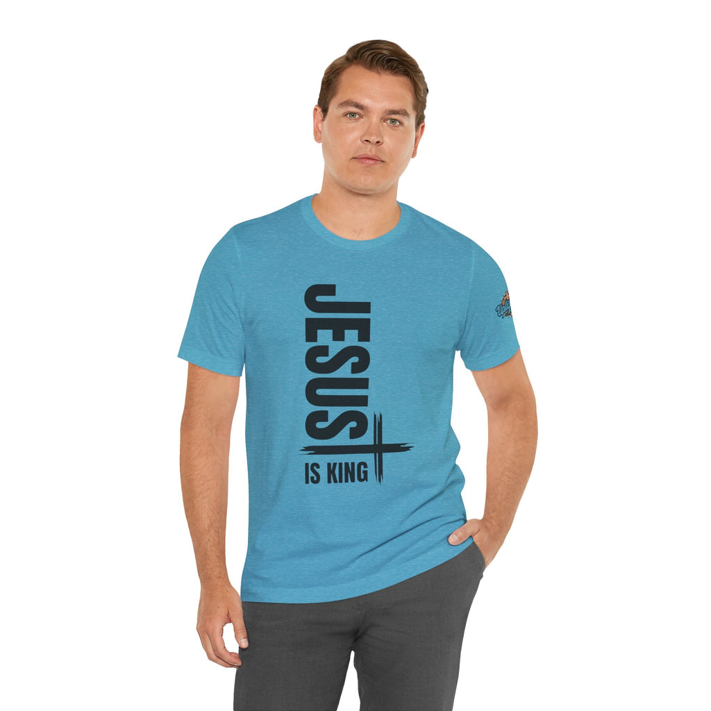Jesus Is King T-shirt | Modern Typographic Cross Christian T-shirt Printify