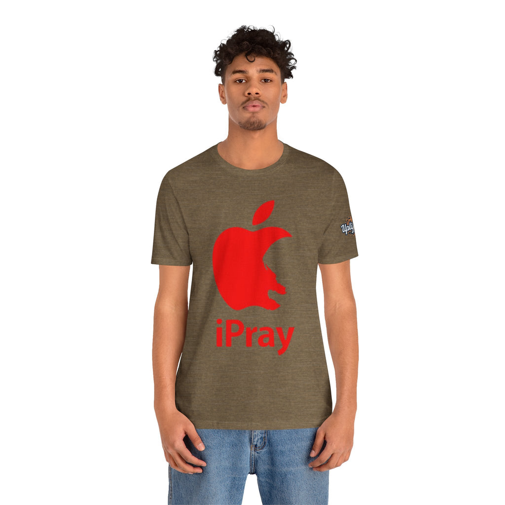 iPray Red Apple Christian T-Shirt — Faith Graphic Tee Printify