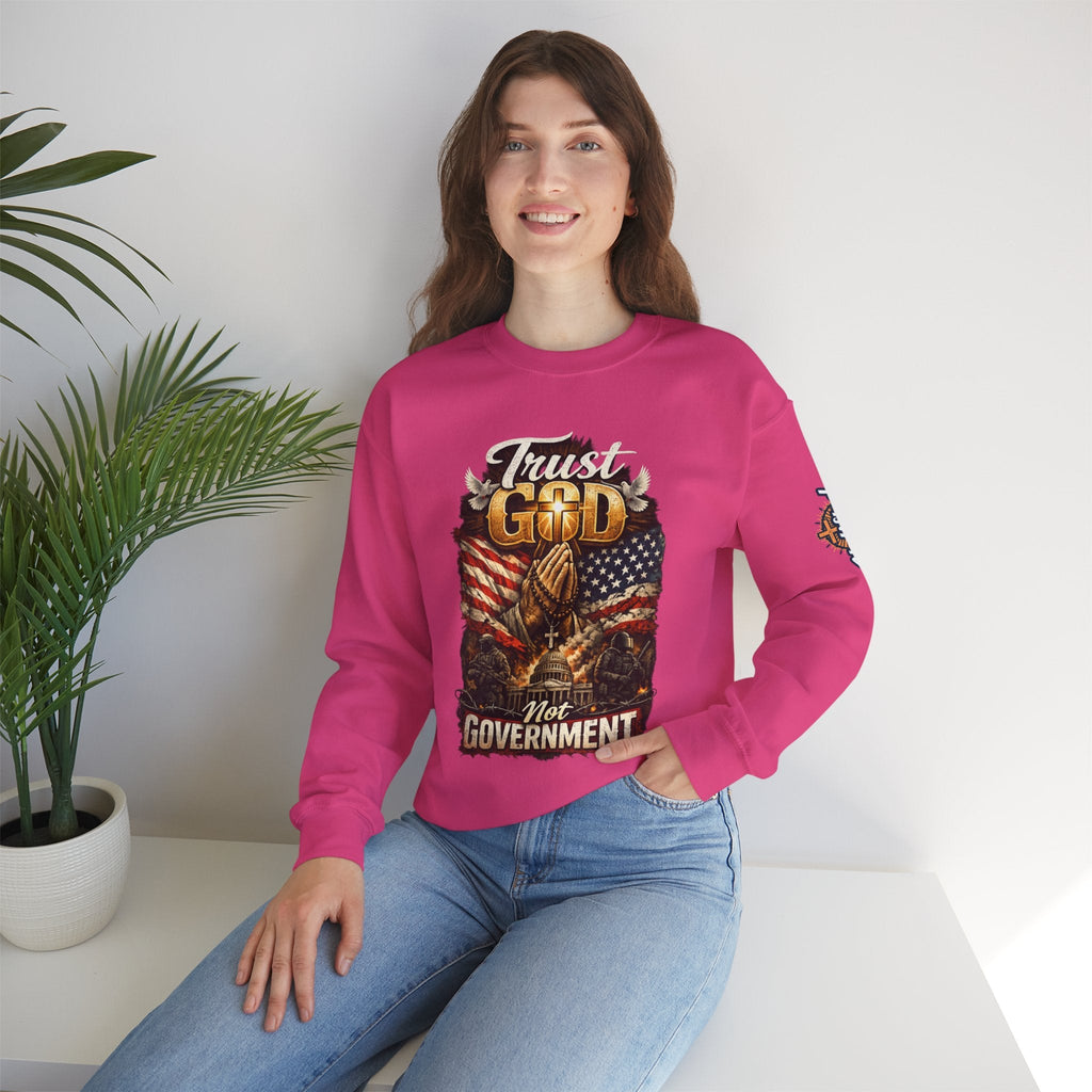 Trust God Not Government Sweatshirt — Vintage Patriotic Christian Sweatshirt Printify