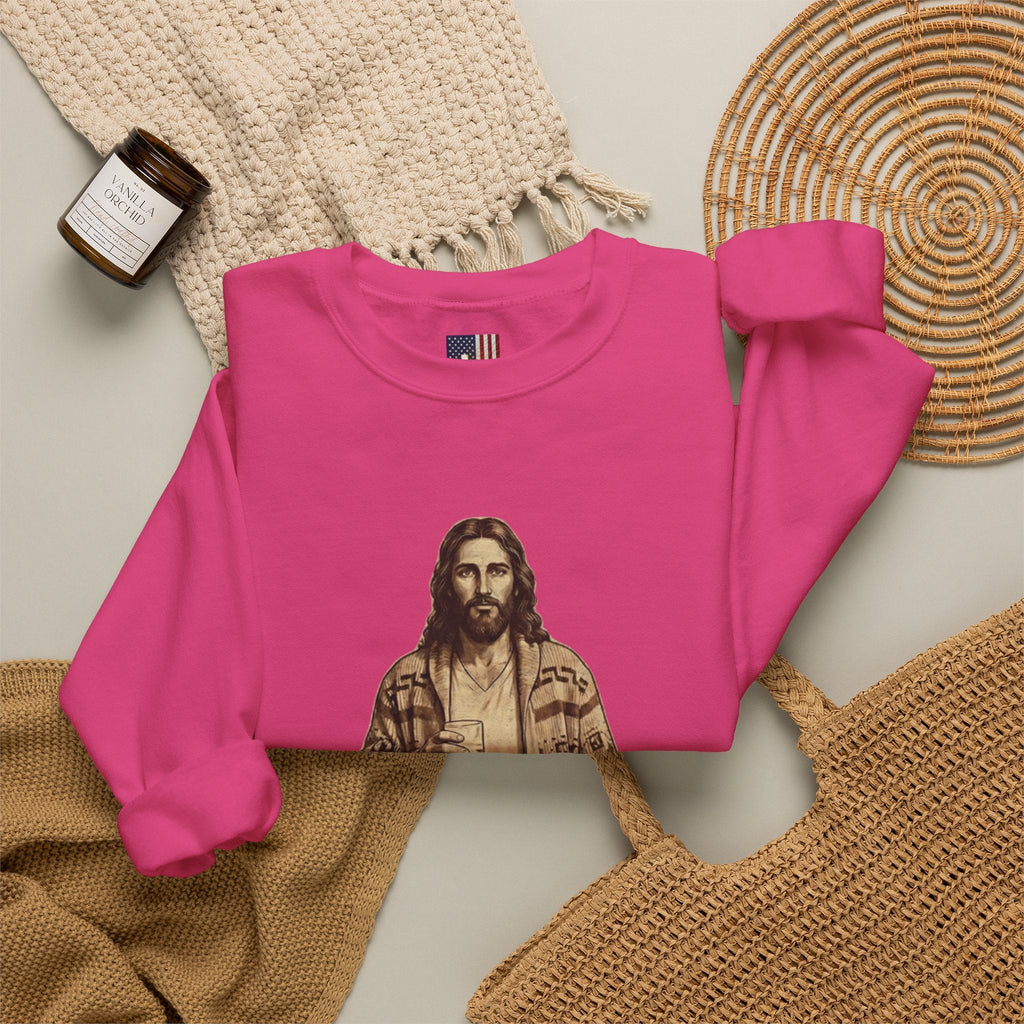 Abide Jesus Sweatshirt — Vintage 'The Dude' Religious Graphic Sweatshirt Printify