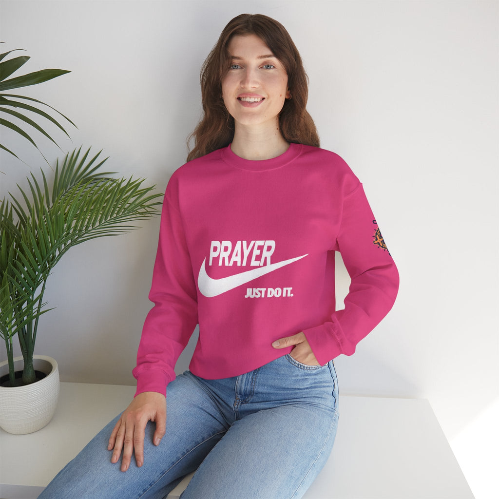 Prayer Just Do It Sweatshirt - Funny Christian Nike Parody Sweatshirt - Faith Gear Printify