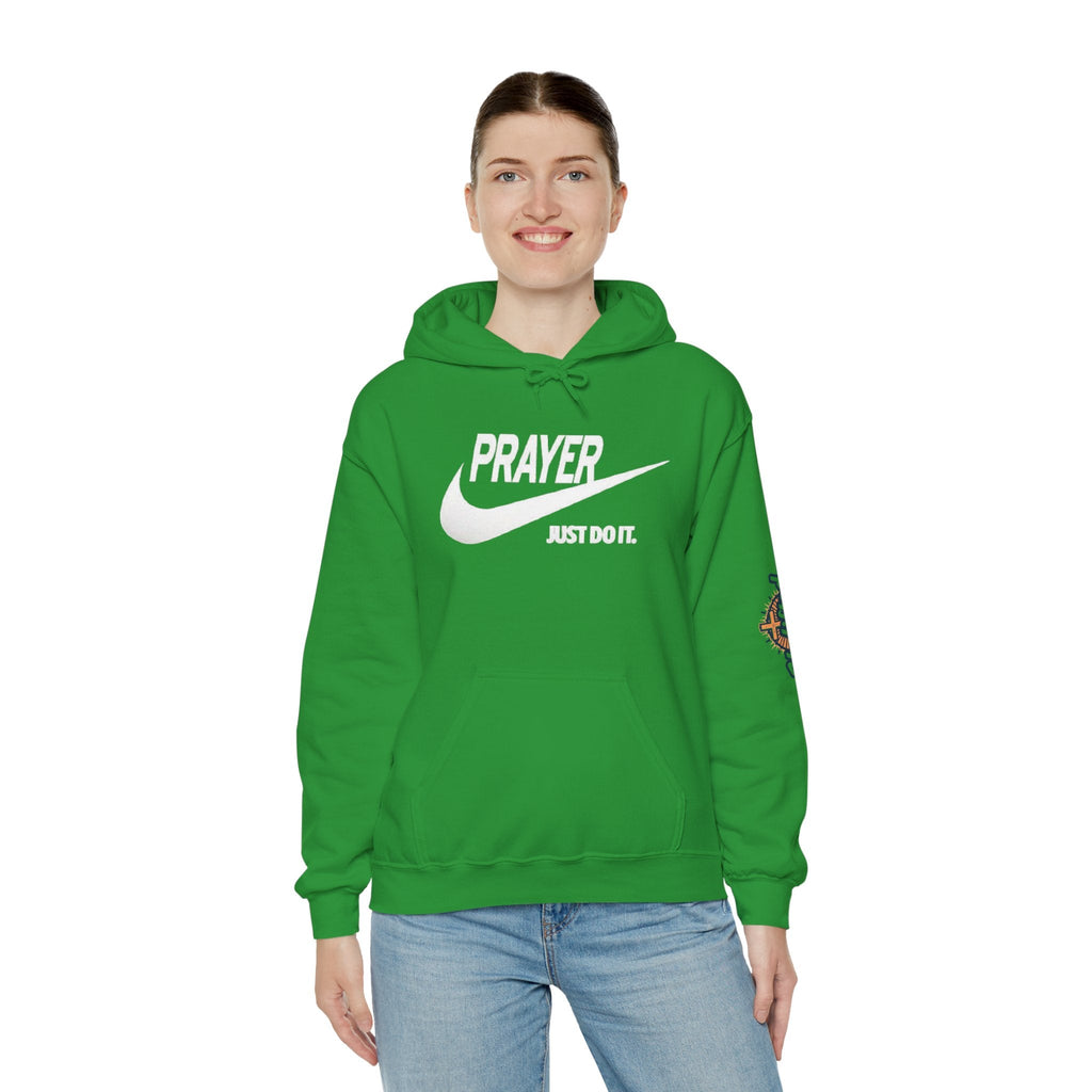Prayer Just Do It Hoodie - Funny Christian Nike Parody Hoodie - Faith Gear Printify