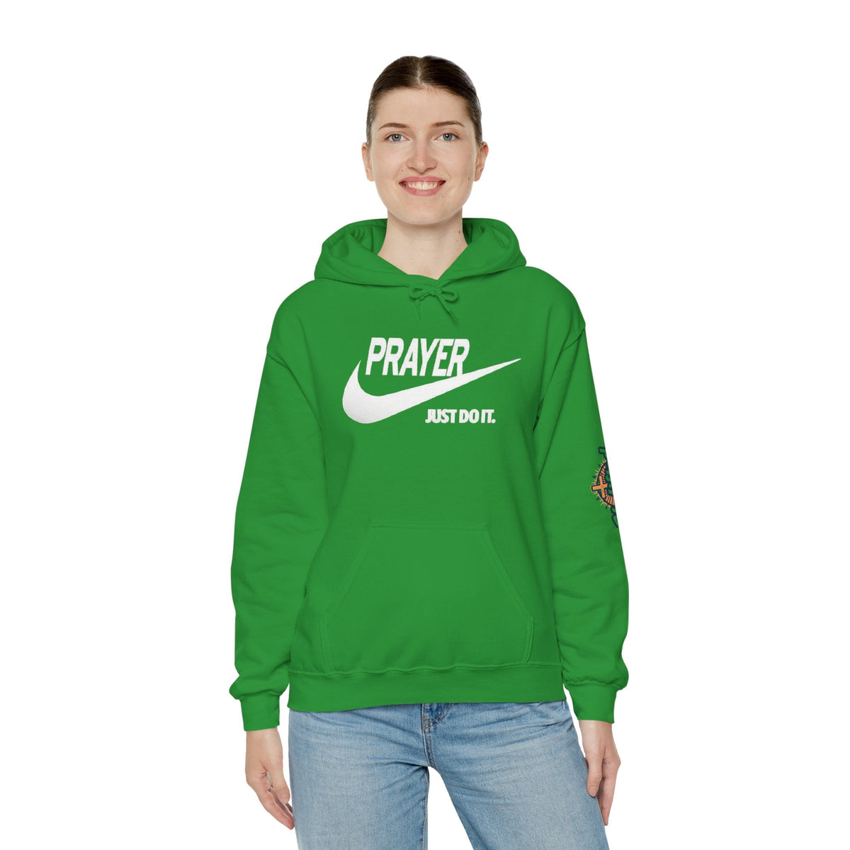 Prayer Just Do It Hoodie - Funny Christian Nike Parody Hoodie - Faith Gear Printify