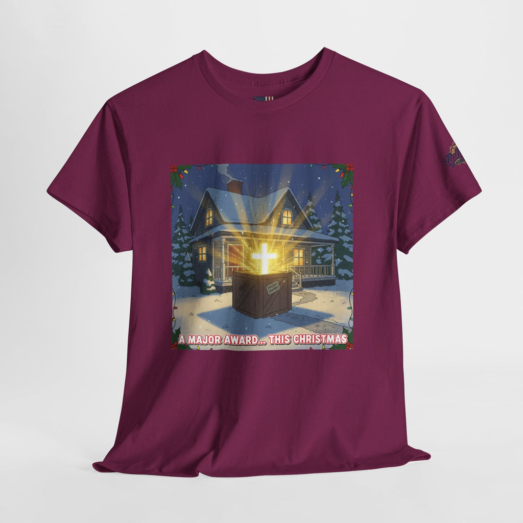 A Major Award This Christmas T-shirt – Fragile Leg Lamp Parody Cross Unboxing Christian T-shirt for Hilarious Faith & Holiday Glow Printify
