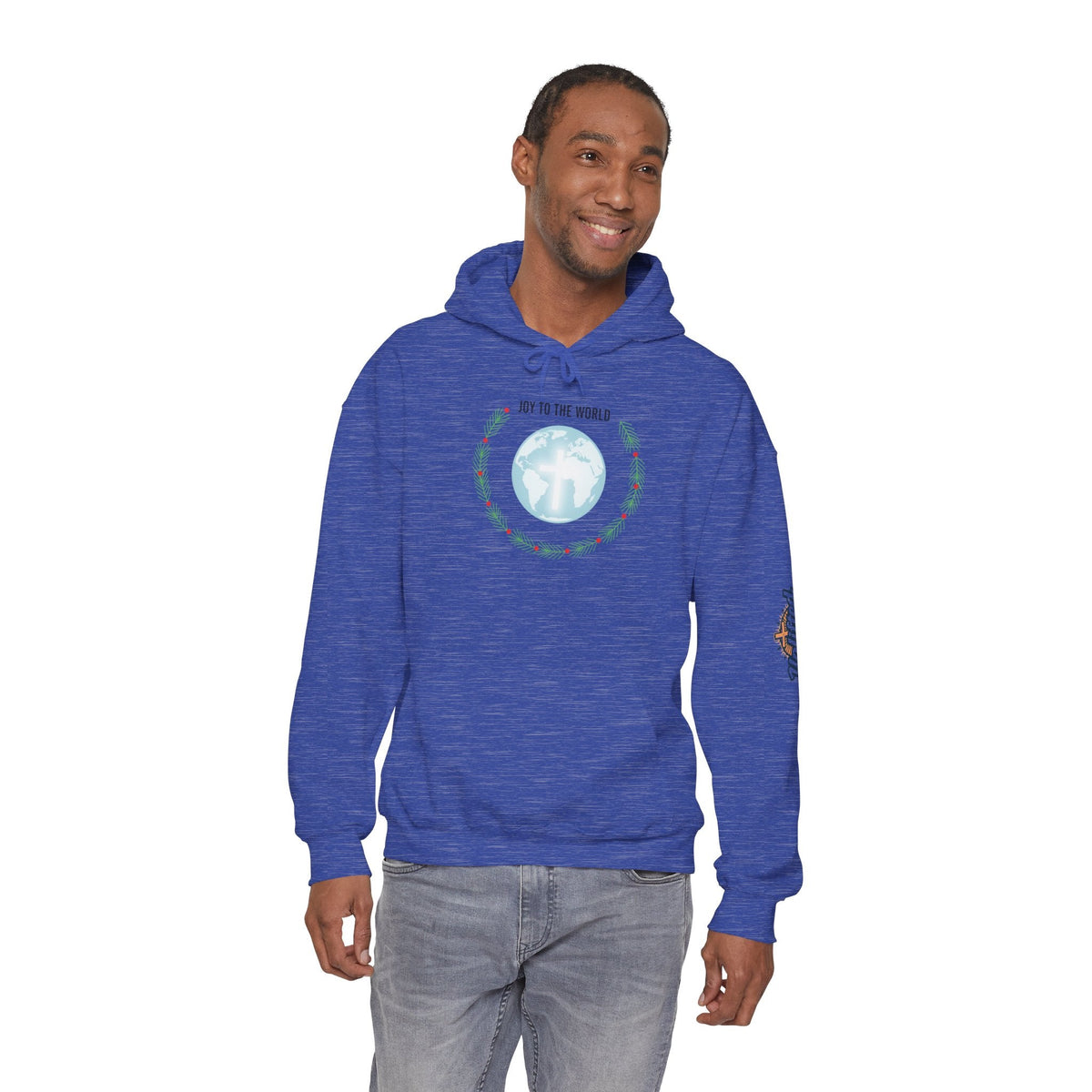 Joy to the World Hoodie – Wreath Earth Nativity Christian Christmas Sweatshirt for Isaiah 9:6 Holiday Faith & Festive Joy Printify
