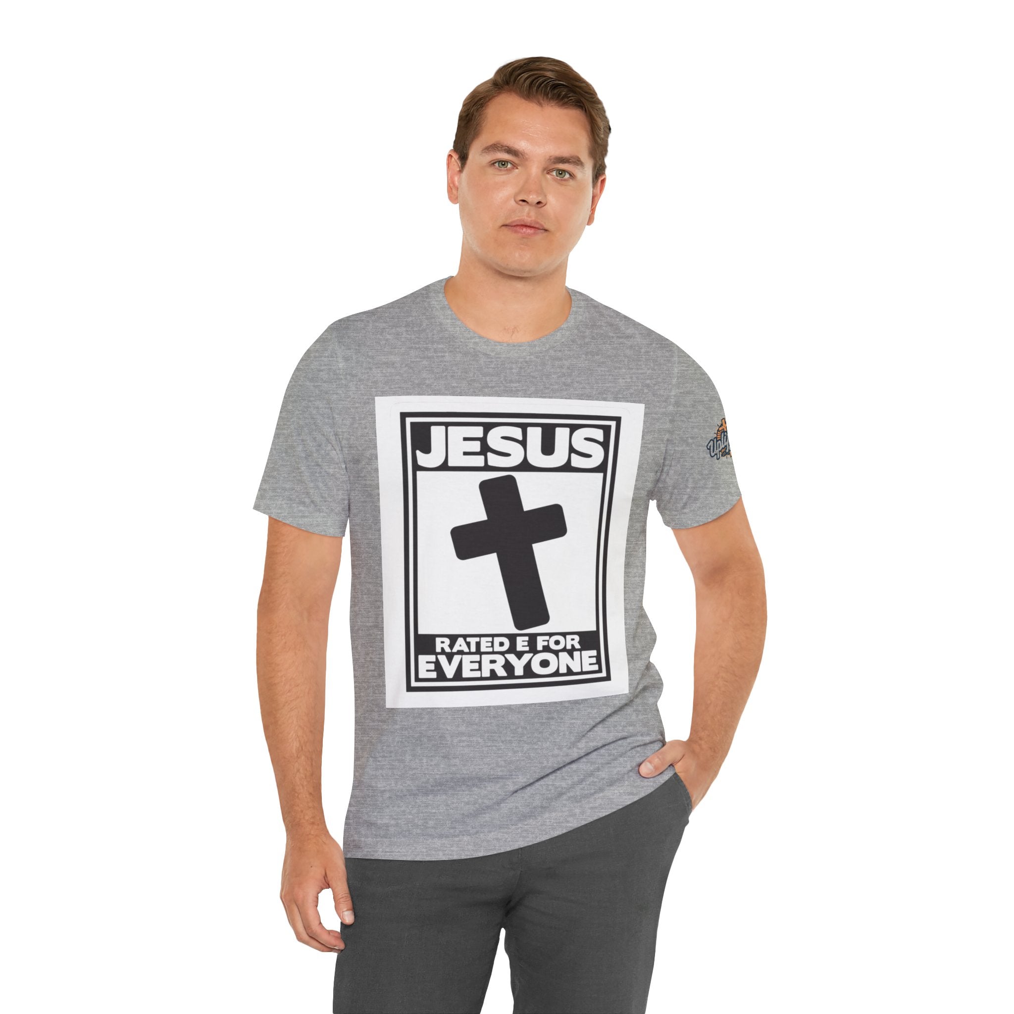 Jesus, Rated E for Everyone T-shirt - Gamer Faith T-shirt - Christian Video Game Parody Printify