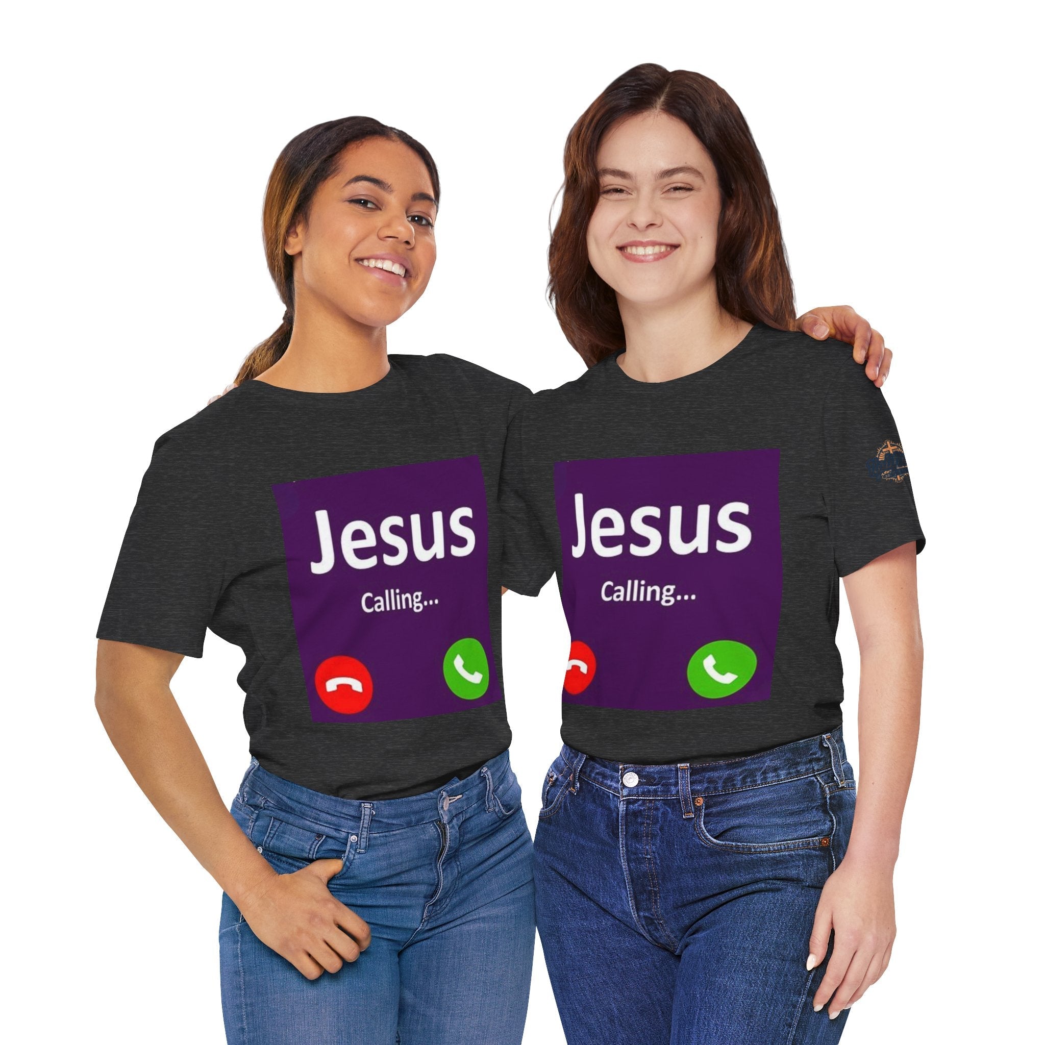 Jesus Calling T-shirt – Funny Cell Phone Screen Christian T-shirt for Divine Connection & Faith Humor Printify
