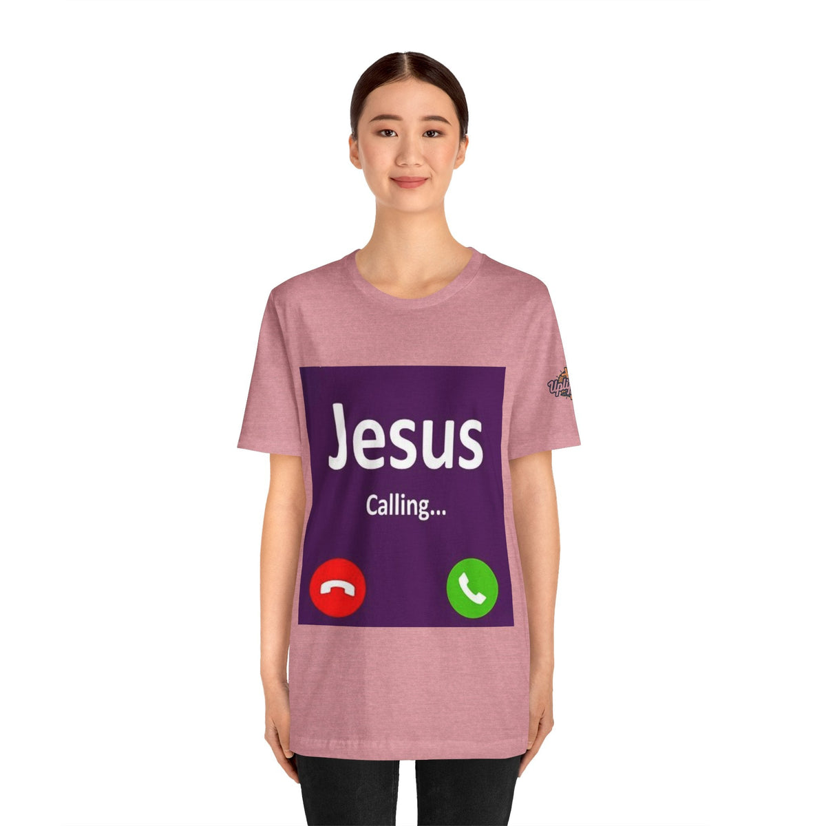 Jesus Calling T-shirt – Funny Cell Phone Screen Christian T-shirt for Divine Connection & Faith Humor Printify