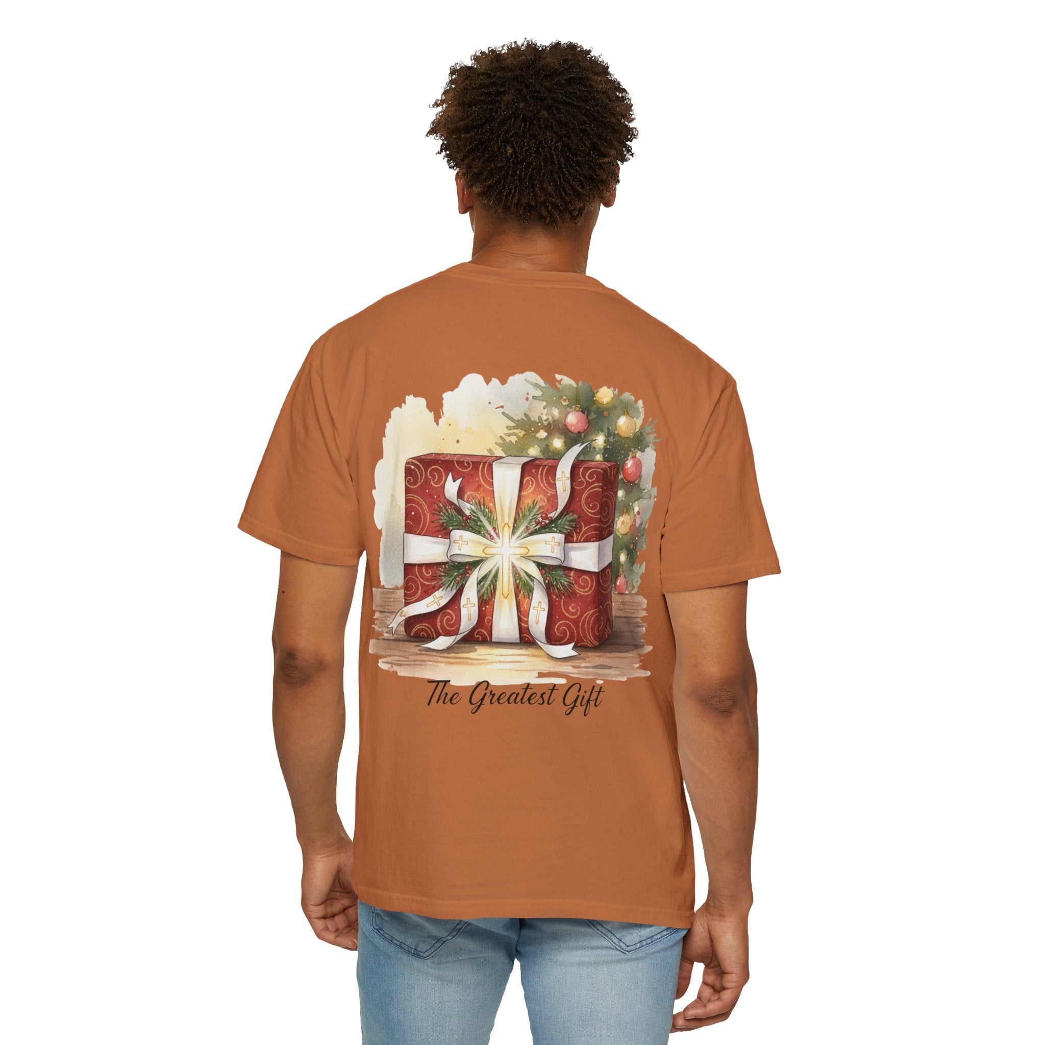 The Greatest Gift T-shirt – Cross Bow Present Christian T-shirt for Christmas Salvation & Eternal Faith Printify