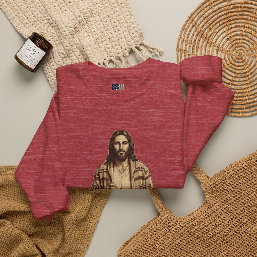 Abide Jesus Sweatshirt — Vintage 'The Dude' Religious Graphic Sweatshirt Printify