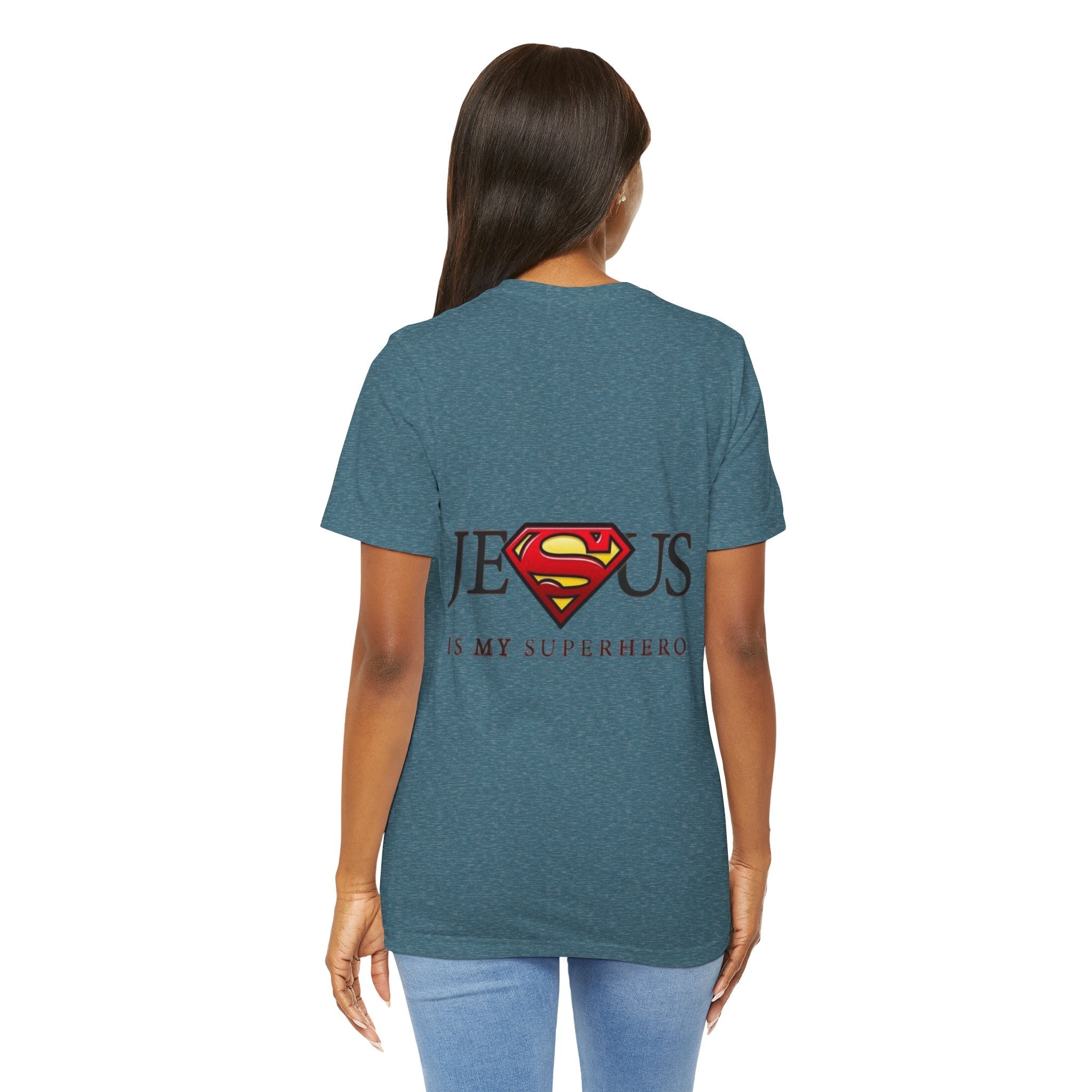 Jesus Is My Superhero T-Shirt — Faith-Based Superman-Inspired Tee Printify