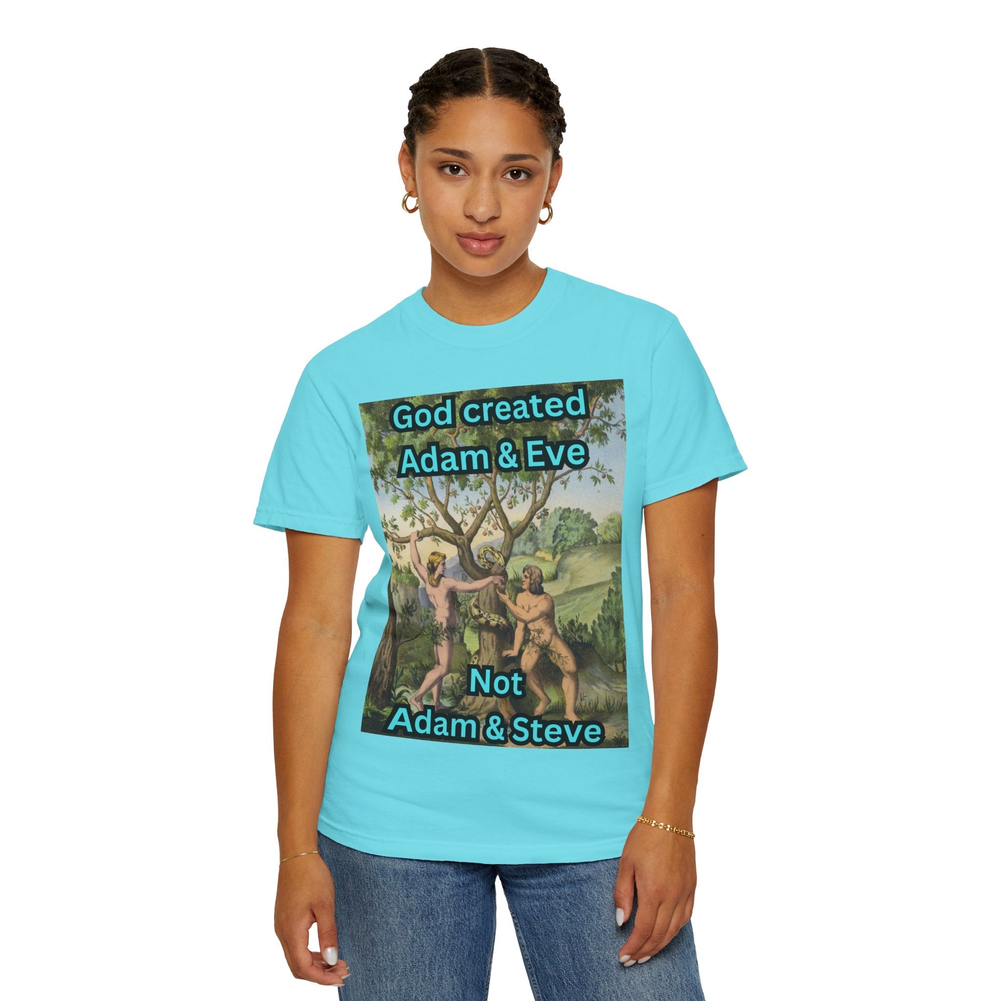 God Created Adam and Eve T-Shirt – Biblical Truth Christian Tee for Bold Faith Printify
