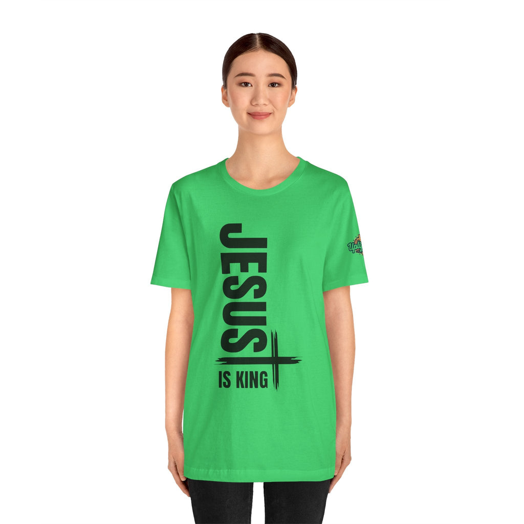 Jesus Is King T-shirt | Modern Typographic Cross Christian T-shirt Printify