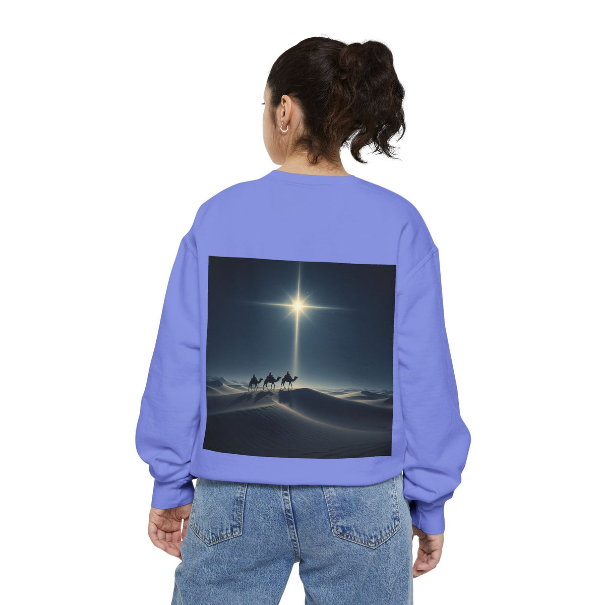 3 Wise Men Sweatshirt – Magi Camels Nativity Journey Christian Christmas Sweatshirt for Epiphany Faith & Holy Night Printify