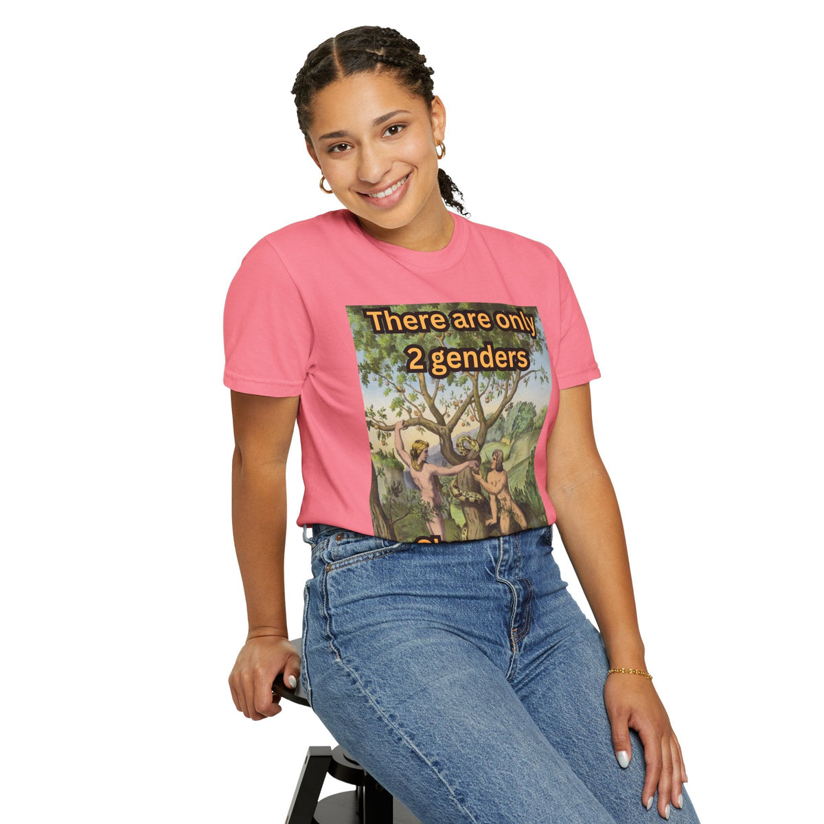 There Are Only 2 Genders T-Shirt – Adam & Eve Cross Christian Tee for Bold Faith Printify