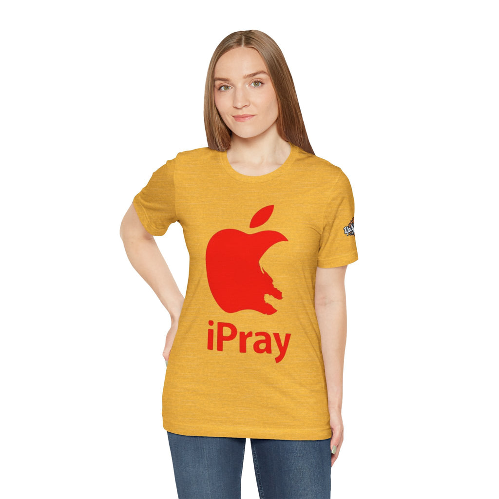 iPray Red Apple Christian T-Shirt — Faith Graphic Tee Printify