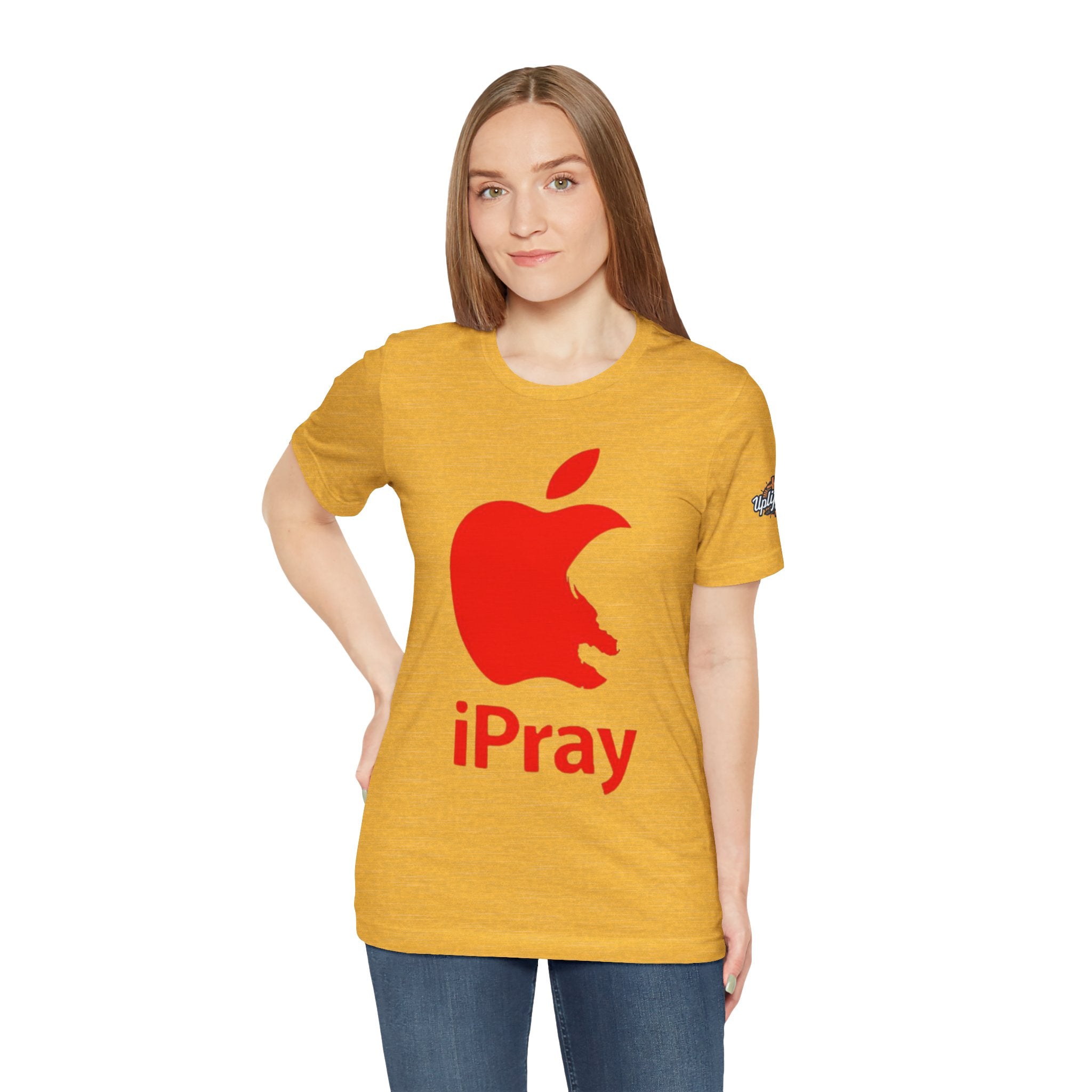 iPray Red Apple Christian T-Shirt — Faith Graphic Tee Printify