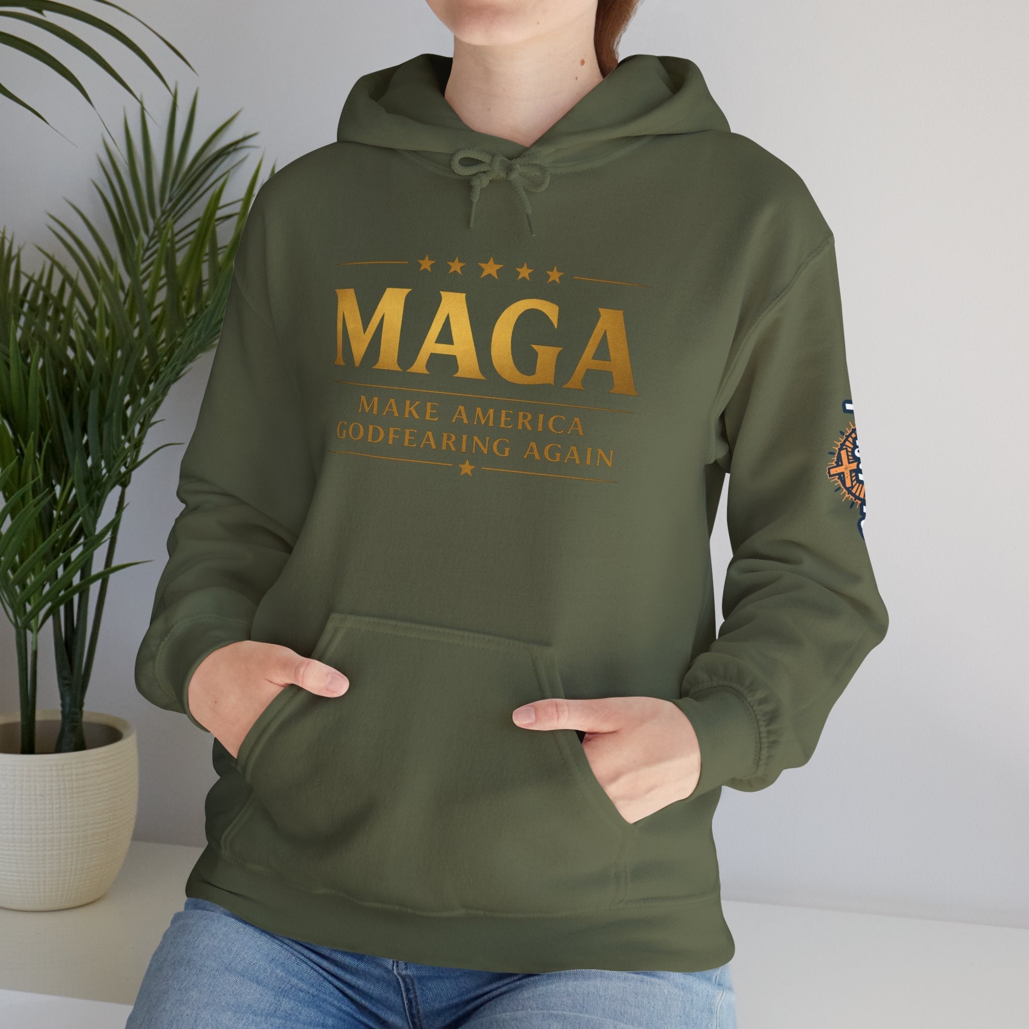 Hoodie - MAGA "Make America Godfearing Again" Political Graphic Hoodie Printify