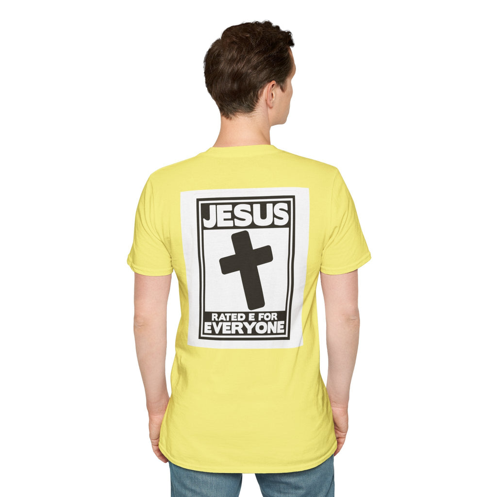 Jesus, Rated E for Everyone T-shirt - Gamer Faith T-shirt - Christian Video Game Parody Printify