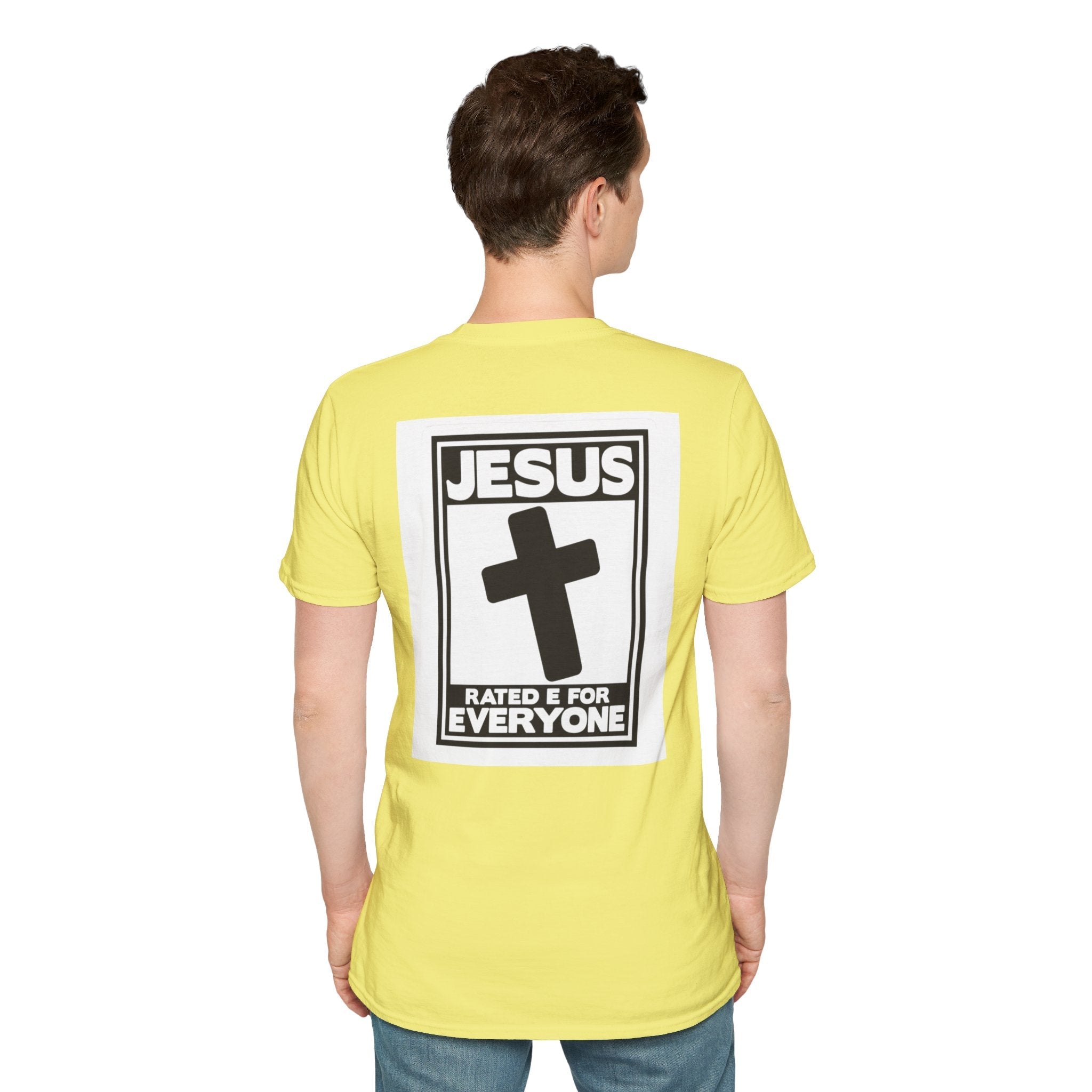 Jesus, Rated E for Everyone T-shirt - Gamer Faith T-shirt - Christian Video Game Parody Printify