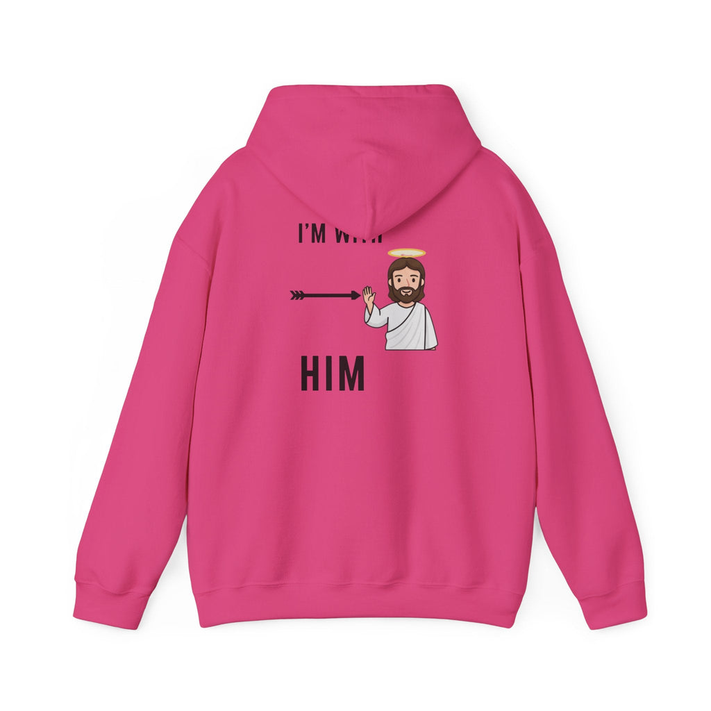 🔥 I’m With Him → Christian Hoodie | Arrow Pointing to Jesus | Minimalist Faith Tee | Subtle Cross Design | Bible-Inspired Apparel by Uplifted Gear Printify