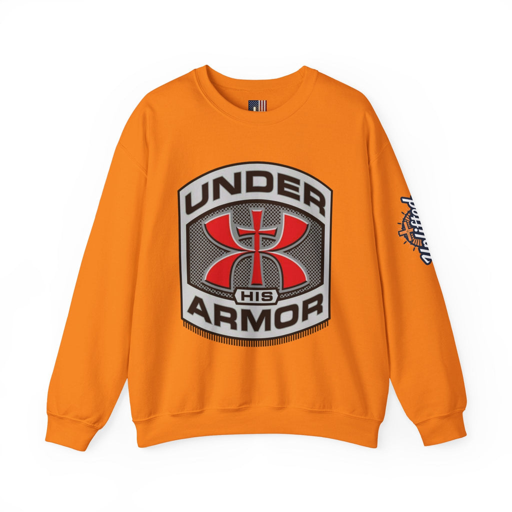 Under His Armor Crewneck Sweatshirt — Christian Faith Graphic Pullover Printify