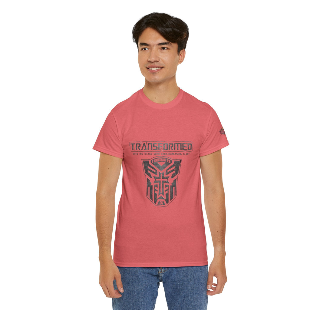 Transformer Logo Christian T-shirt | 2 Corinthians 3:18 Bible Verse T-shirt Printify