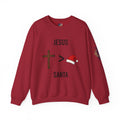 🎄 Jesus > Santa – Minimalist Christian Christmas Sweatshirt | Bold Faith Over Holiday Tee | Cross vs Santa Hat Design | Uplifted Gear Printify