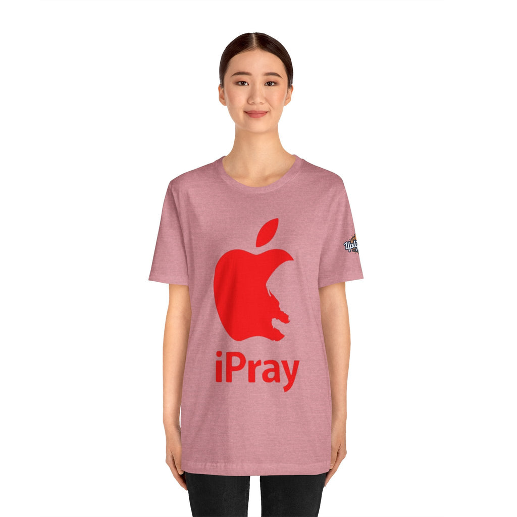 iPray Red Apple Christian T-Shirt — Faith Graphic Tee Printify