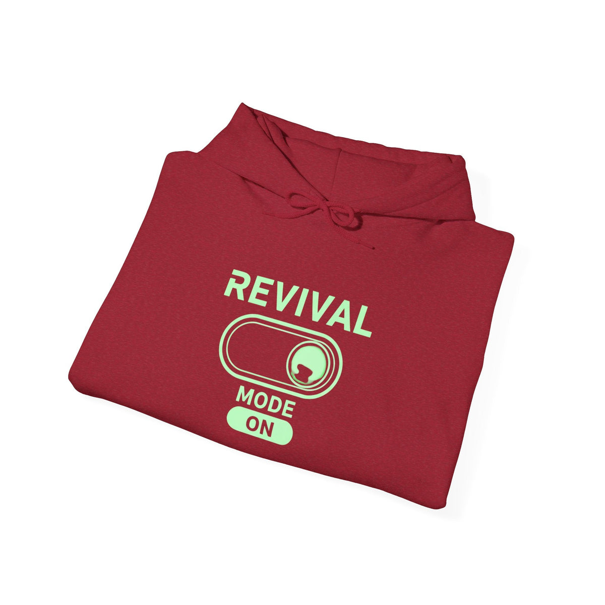 🔥 Revival Mode: ON – Christian Techwear Hoodie | Glowing Green Faith Switch | Futuristic Jesus Shirt | Activate Your Spiritual Awakening | Uplifted Gear Printify