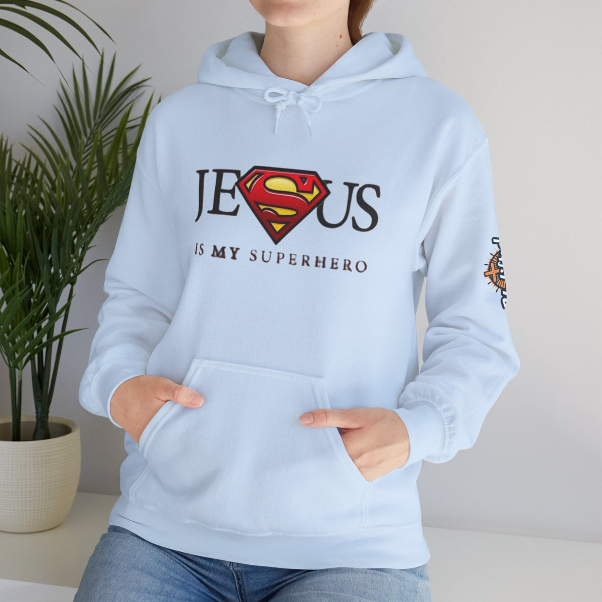 Jesus Is My Superhero Hoodie — Christian Faith Graphic Pullover Printify