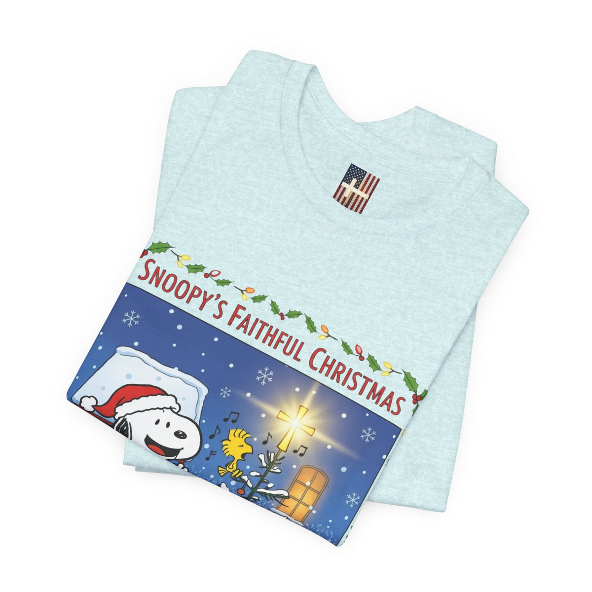 🎄 Faithful Christmas Friends – Christian Holiday T-Shirt | Festive Tree & Cartoon Duo | Heartwarming Christmas Tee by Uplifted Gear Printify