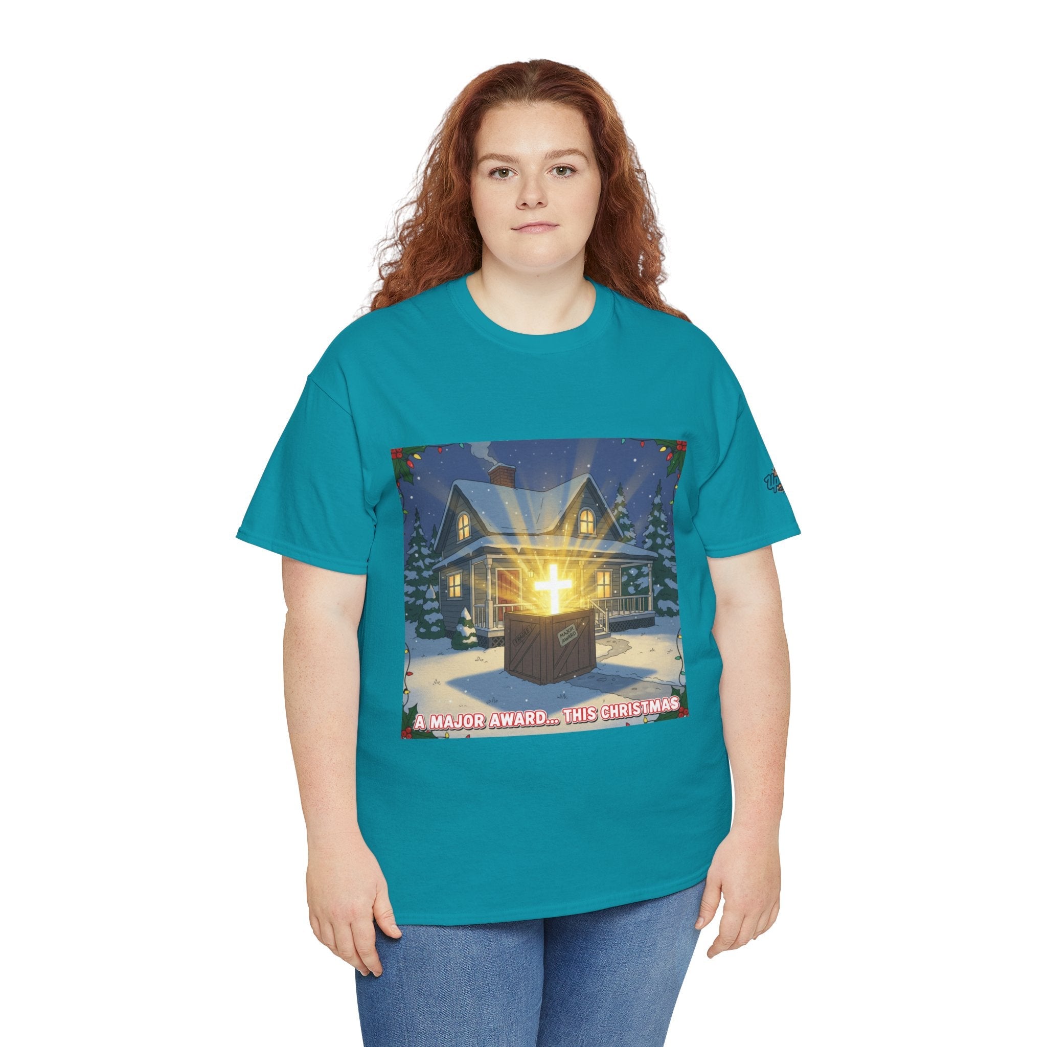 A Major Award This Christmas T-shirt – Fragile Leg Lamp Parody Cross Unboxing Christian T-shirt for Hilarious Faith & Holiday Glow Printify
