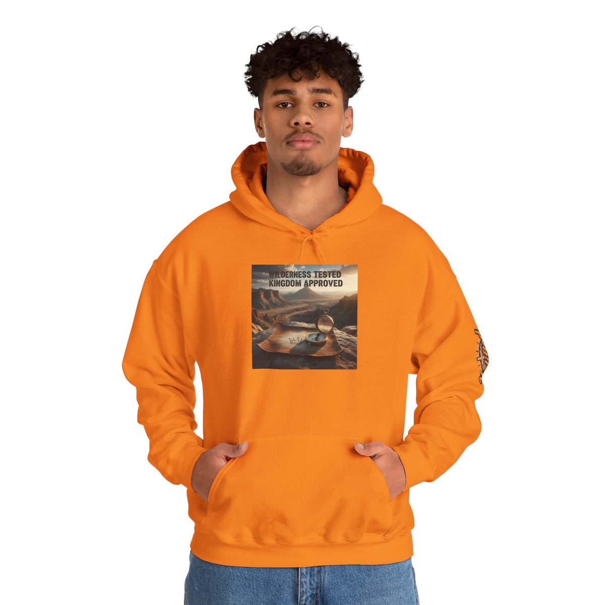 Wilderness Tested Kingdom Approved Hoodie – Mountain Desert Compass Crown Christian Sweatshirt for Biblical Adventure Faith Printify