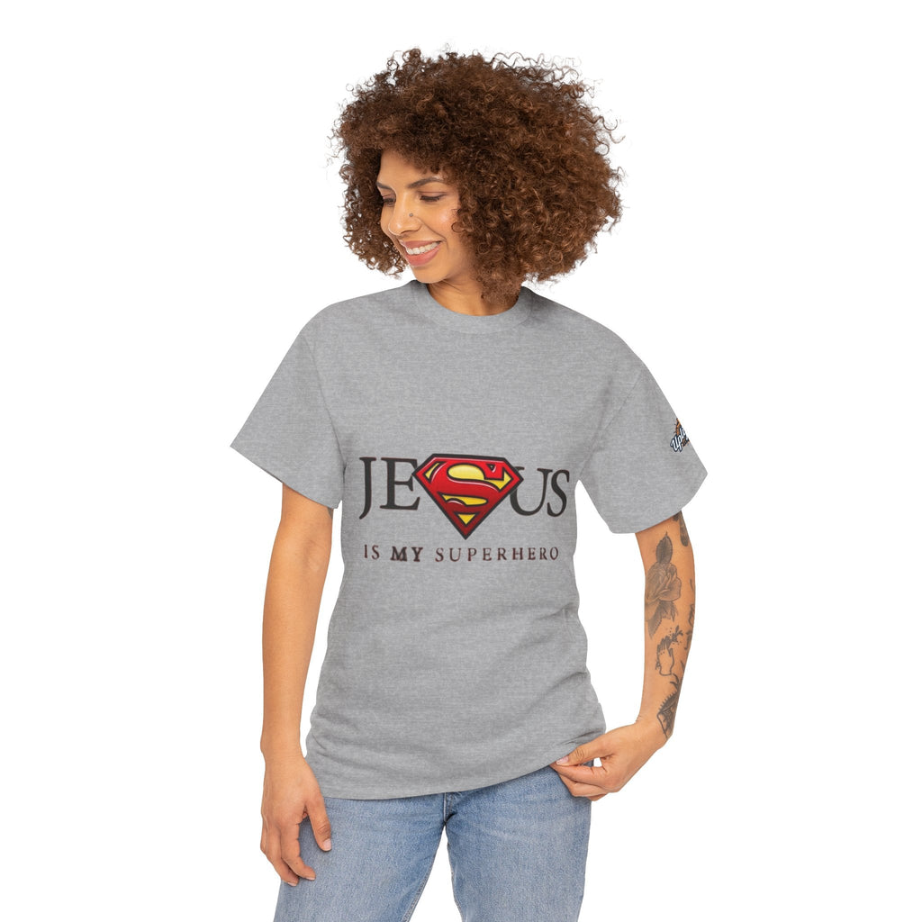 Jesus Is My Superhero T-Shirt — Faith-Based Superman-Inspired Tee Printify