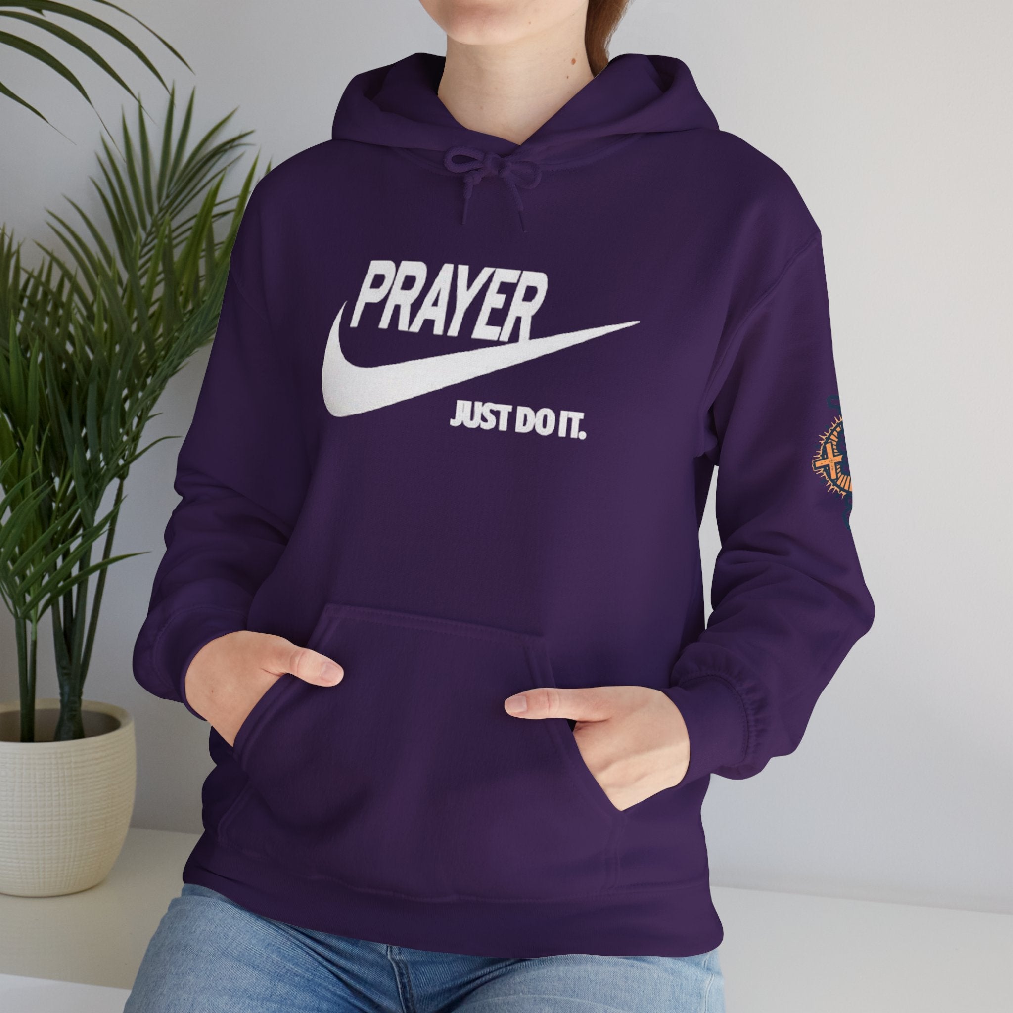 Prayer Just Do It Hoodie - Funny Christian Nike Parody Hoodie - Faith Gear Printify