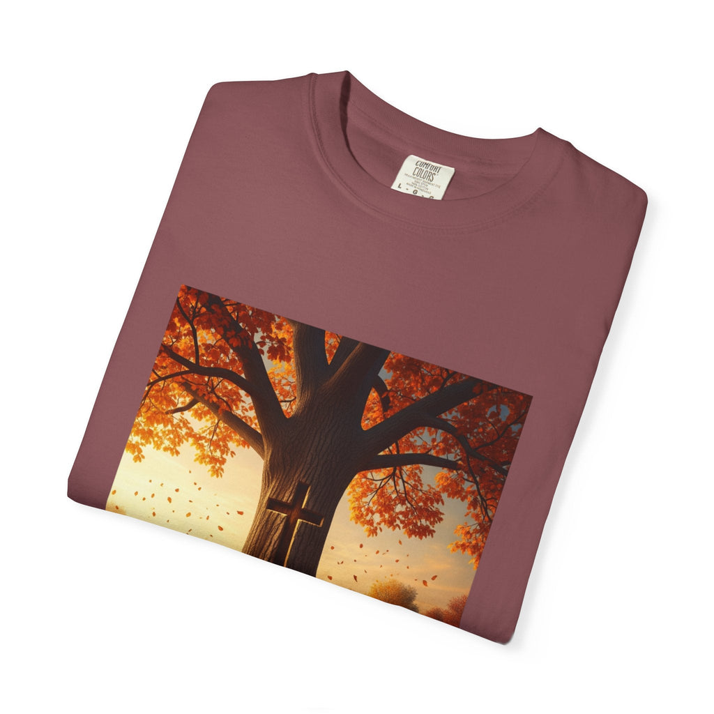 Trust in the Lord T-Shirt – Autumn Tree Christian Tee with Proverbs 3:5 Printify