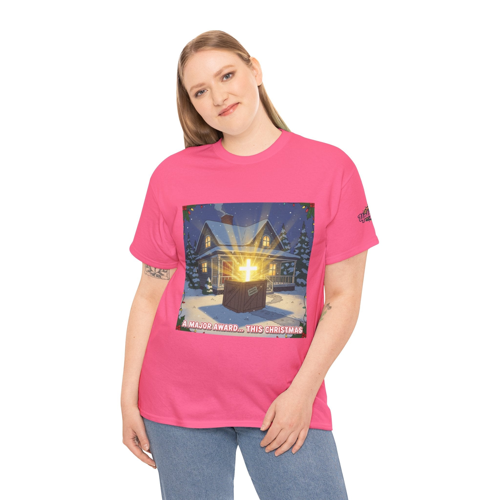 A Major Award This Christmas T-shirt – Fragile Leg Lamp Parody Cross Unboxing Christian T-shirt for Hilarious Faith & Holiday Glow Printify