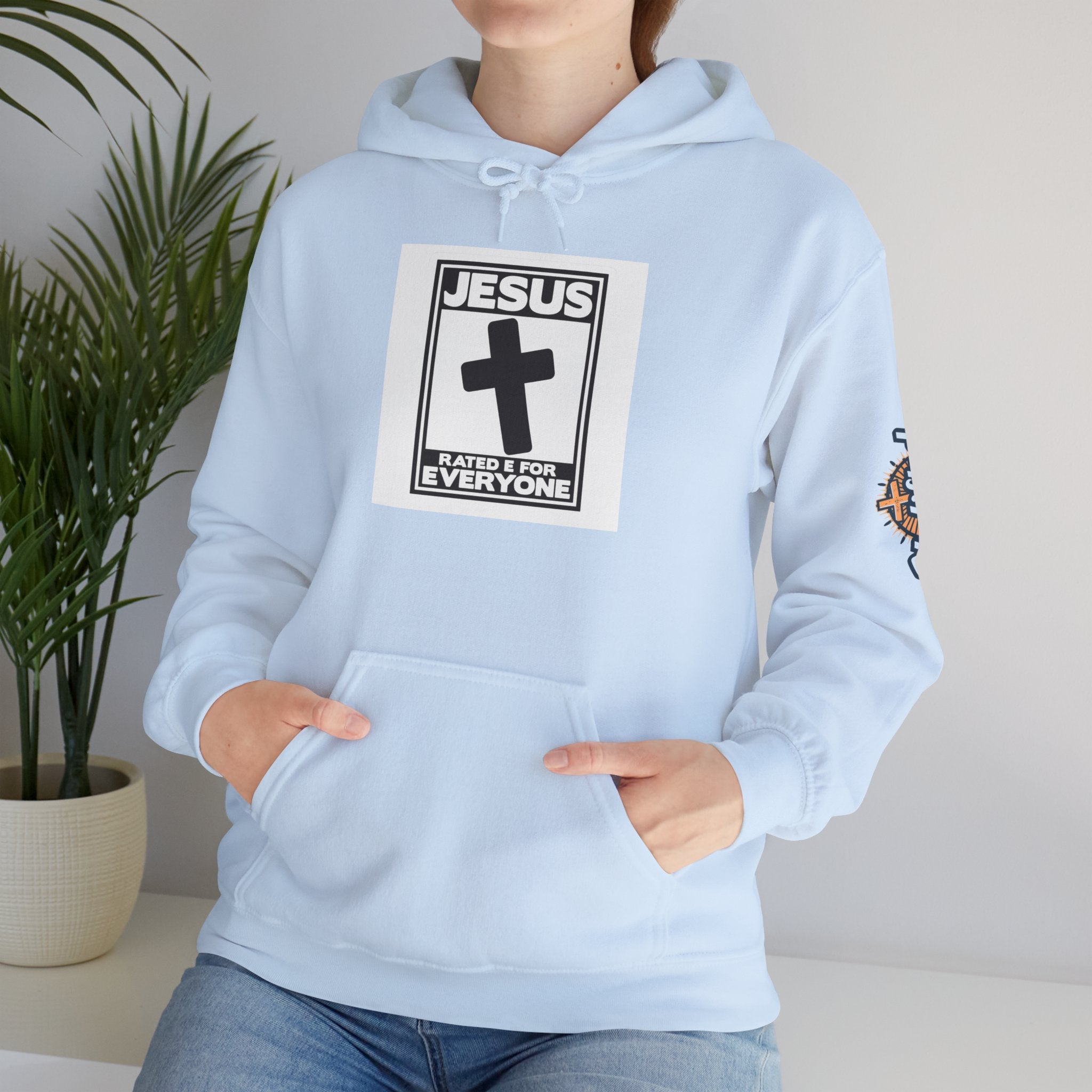 Jesus, Rated E for Everyone Hoodie - Gamer Faith Hoodie - Christian Video Game Parody Printify