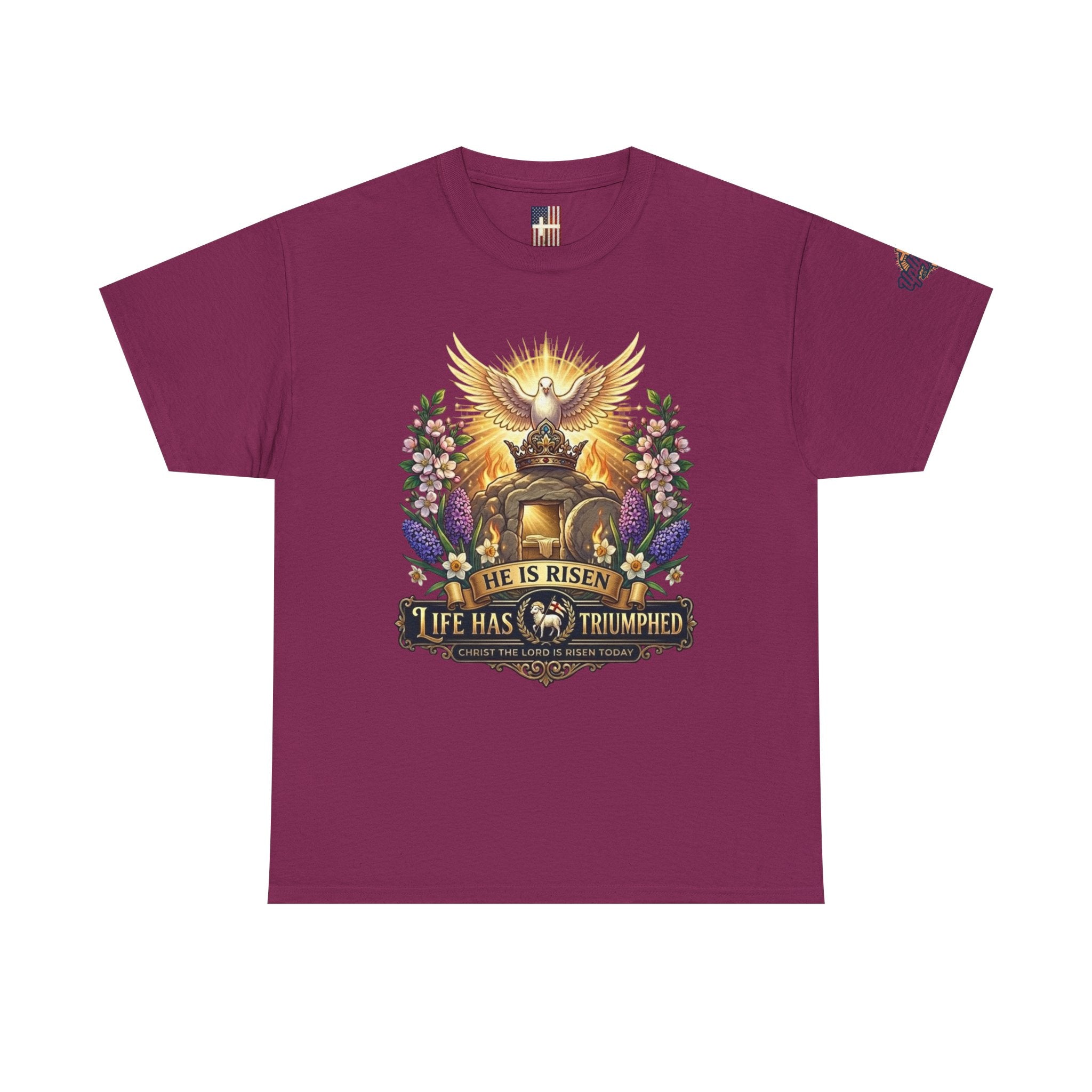 He Is Risen "Life Has Triumphed" T-Shirt — Easter Resurrection Christian Tee Printify