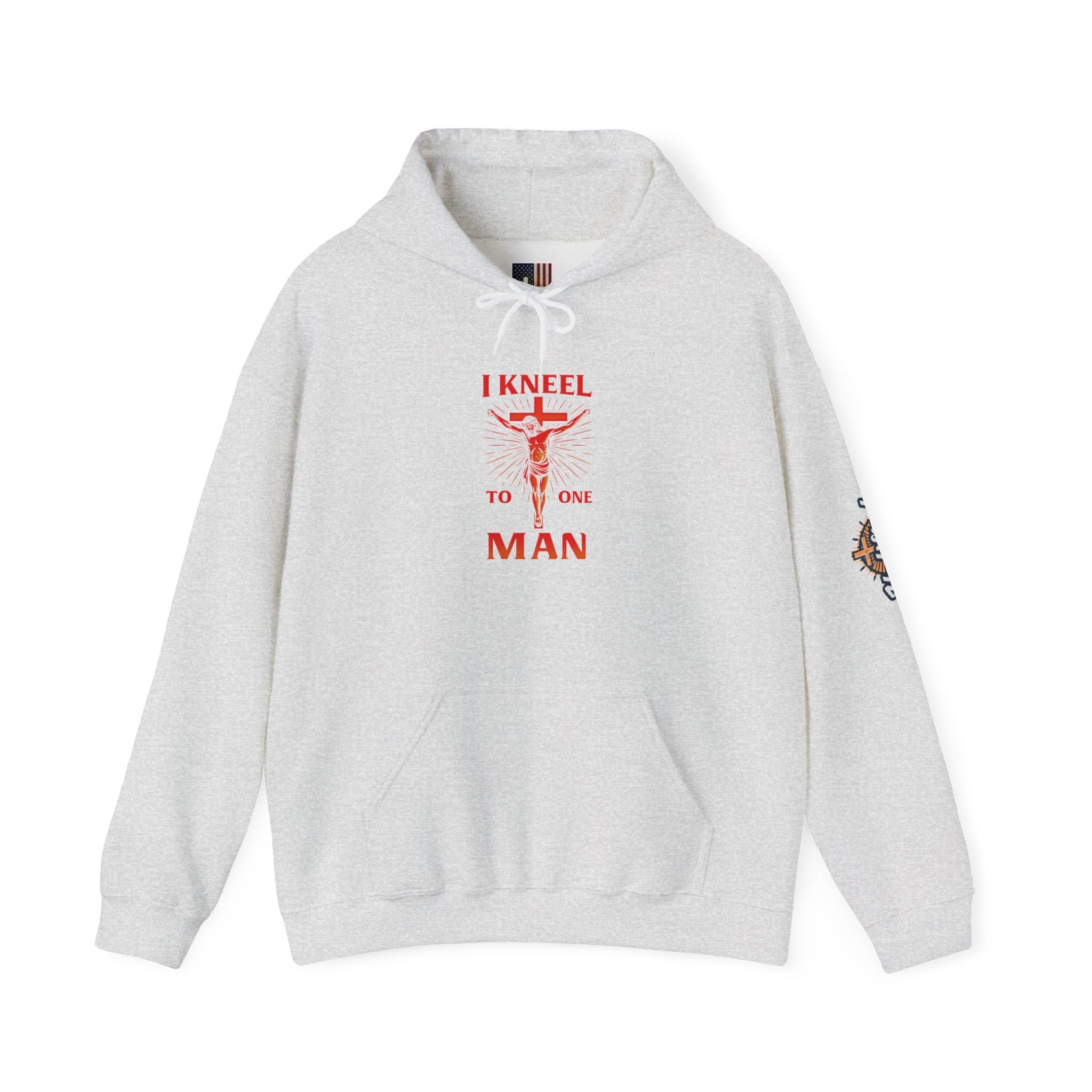 I Kneel to One Man Hoodie – Crucifixion Christian Sweatshirt for Unashamed Devotion & Bold Faith Printify