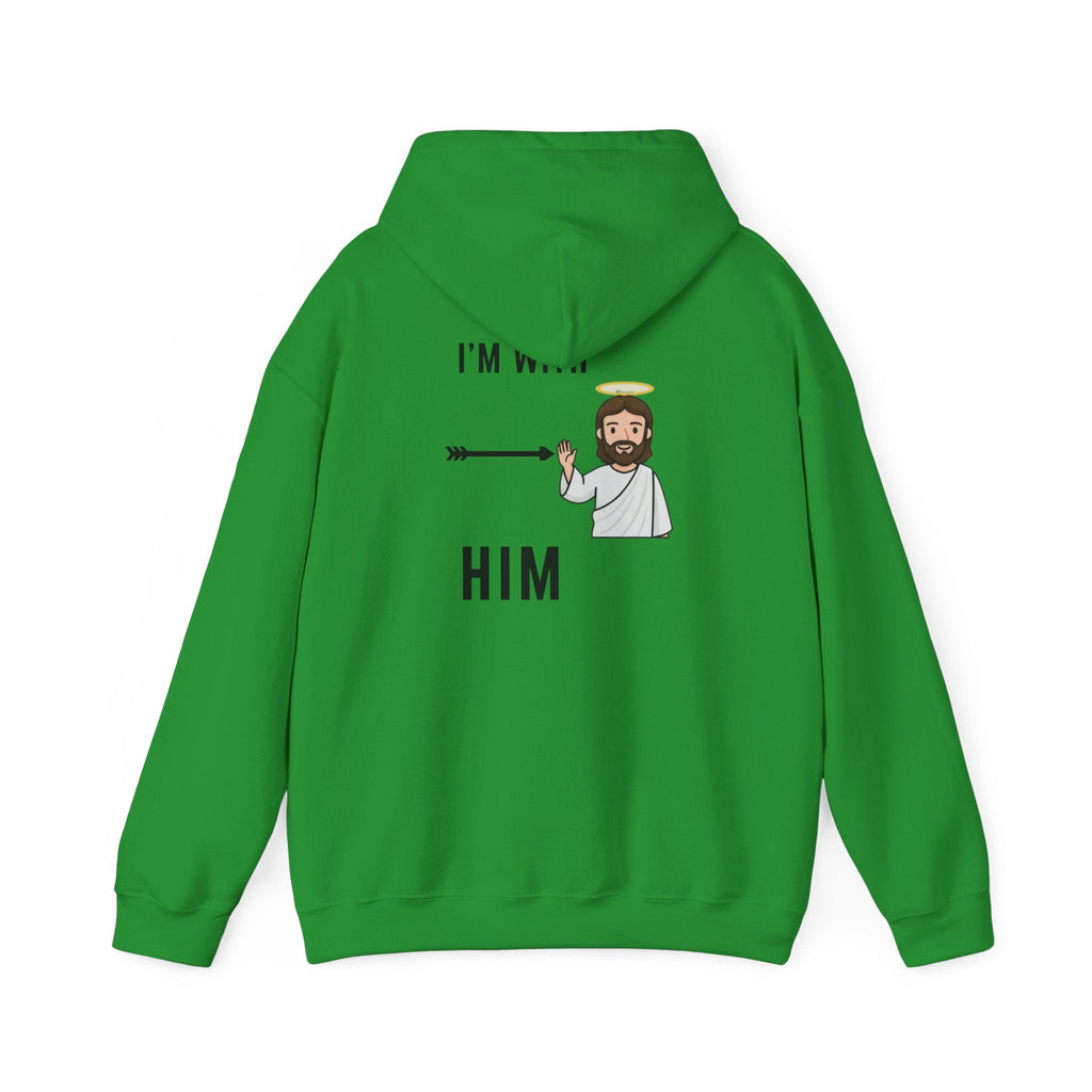 🔥 I’m With Him → Christian Hoodie | Arrow Pointing to Jesus | Minimalist Faith Tee | Subtle Cross Design | Bible-Inspired Apparel by Uplifted Gear Printify