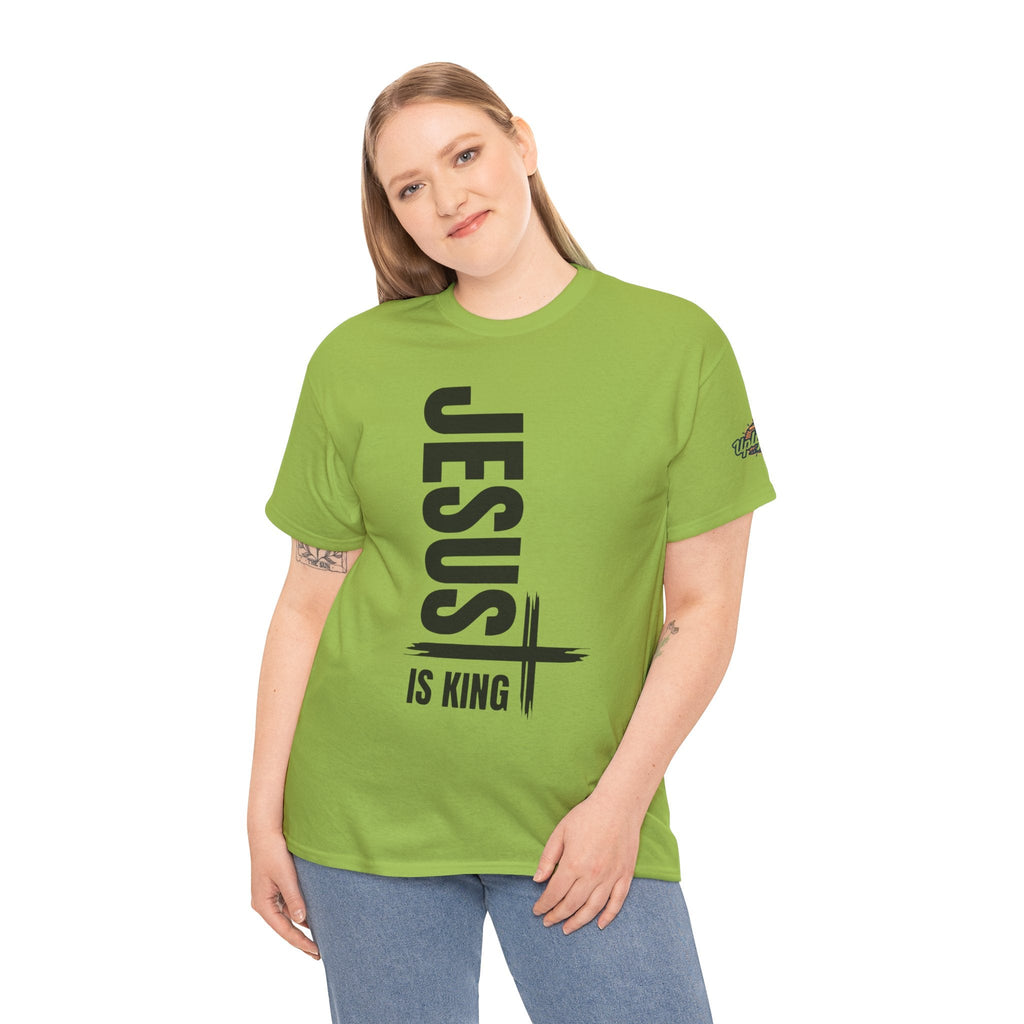 Jesus Is King T-shirt | Modern Typographic Cross Christian T-shirt Printify