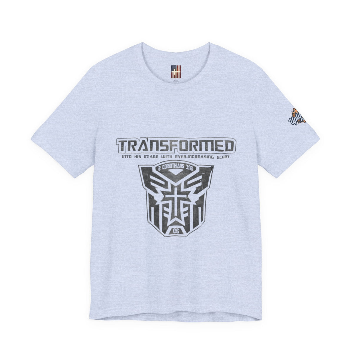 Transformer Logo Christian T-shirt | 2 Corinthians 3:18 Bible Verse T-shirt Printify