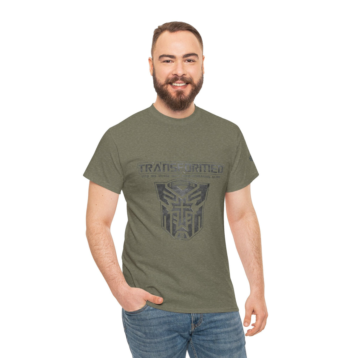 Transformer Logo Christian T-shirt | 2 Corinthians 3:18 Bible Verse T-shirt Printify