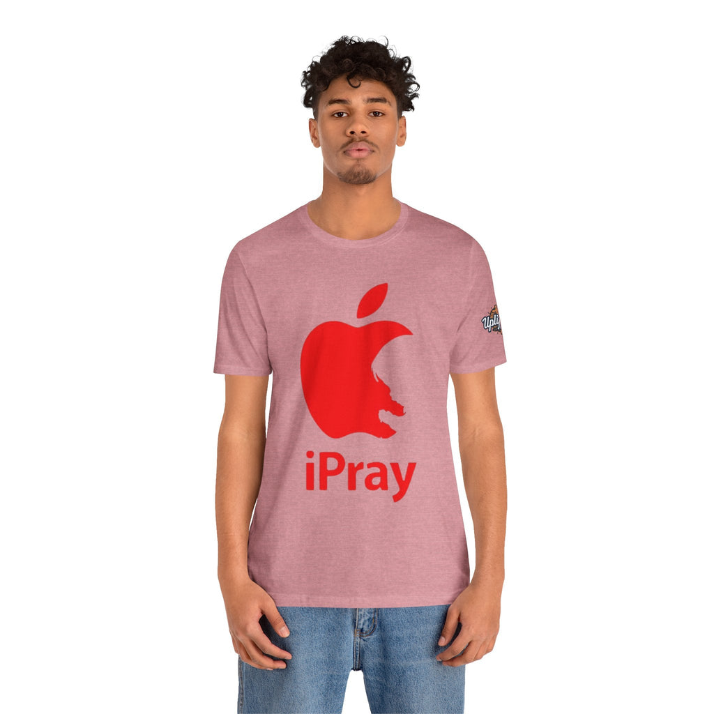 iPray Red Apple Christian T-Shirt — Faith Graphic Tee Printify