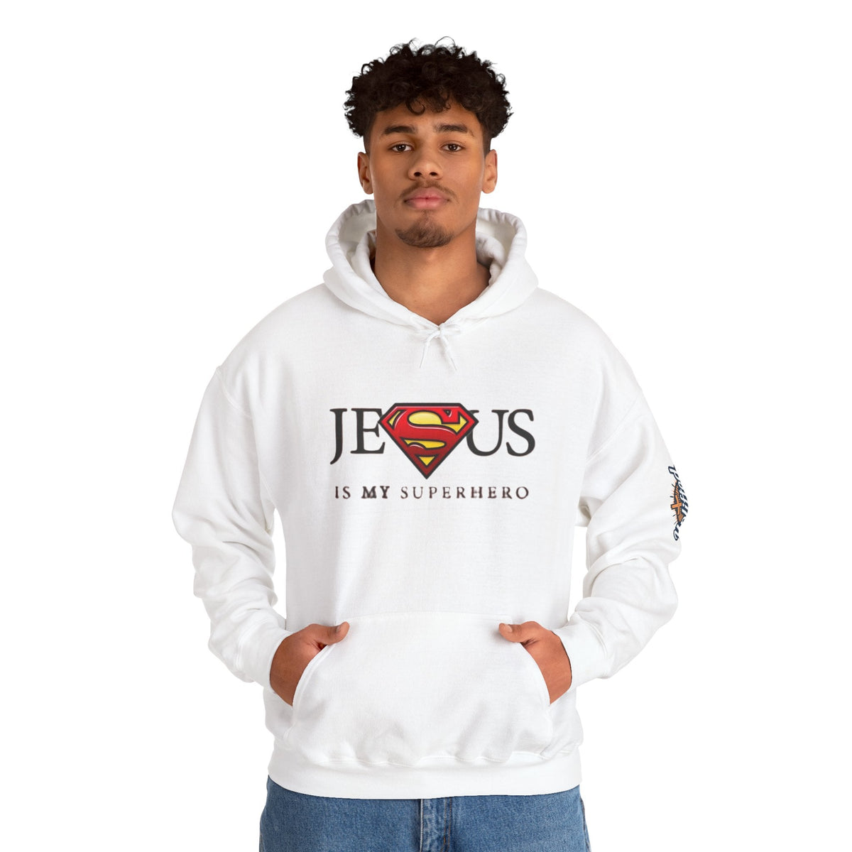 Jesus Is My Superhero Hoodie — Christian Faith Graphic Pullover Printify